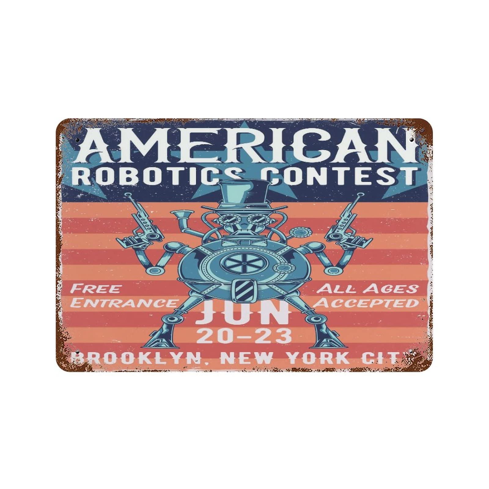 DAIWUGOUWall Decor Tin Sign American Robotics Contest Retro Poster Iron Painting Bar Pub Garage Diner Cafe Retro Posters Decoration Vintage Metal Aluminum Signs Office Farm Rustic 7.9"x11.8"
