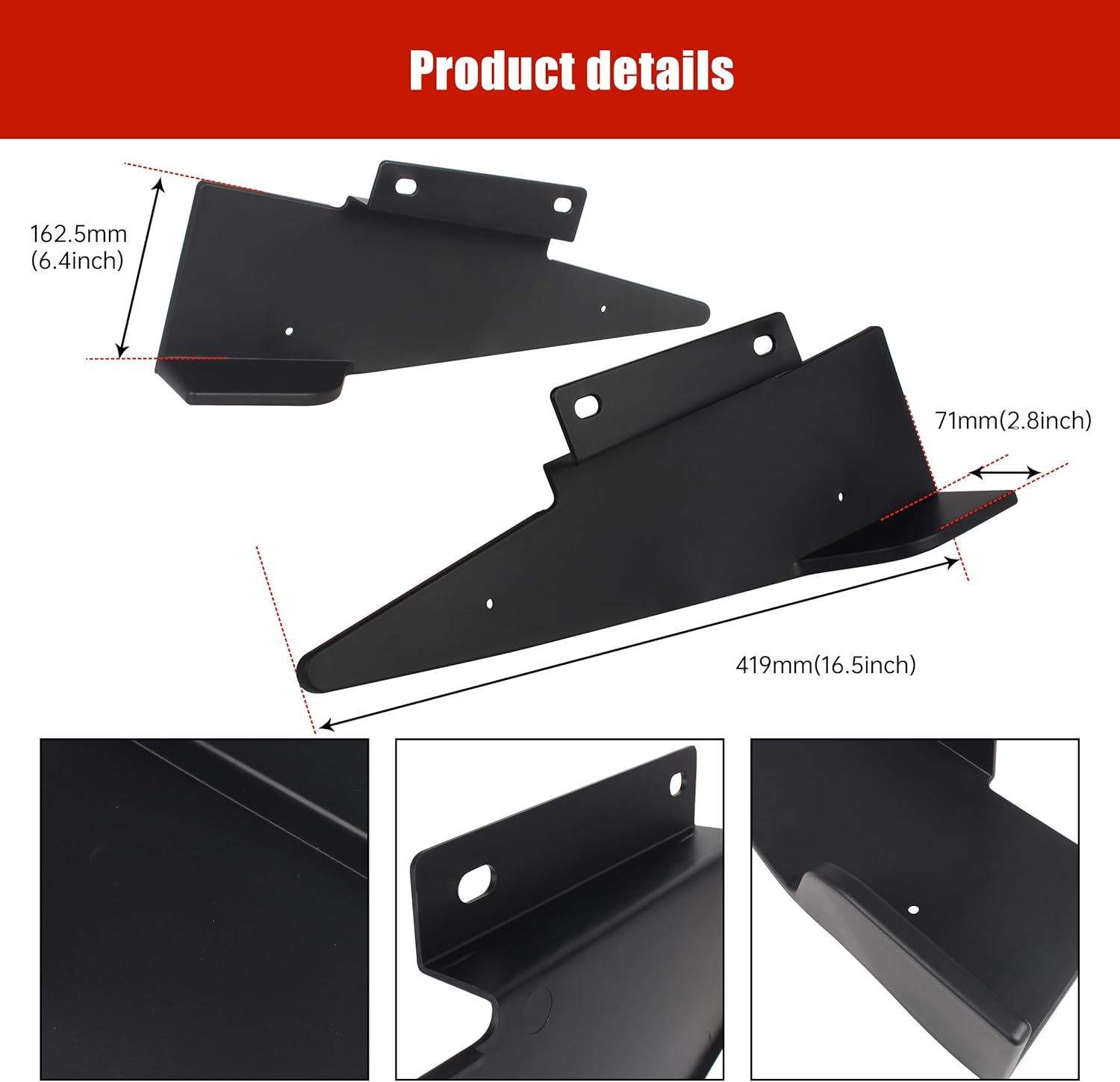 Side Skirt Rocker Winglet & Rear Side Splitters Car Body Plastic Compatible with Ford Mustang 2015-2023 Side Beam Side Skirt Rear Diffuser Accessories 2PCS