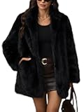 ELLEVEN Women’s Faux Fur Leopard Coat Long Winter Coats, Autumn Notch Lapel Jackets with Pockets