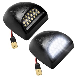 LESAUCE Full LED License Plate Light Tag Lamp Assembly Replacement for Chevy Silverado 1500 2500 3500 Suburban Tahoe