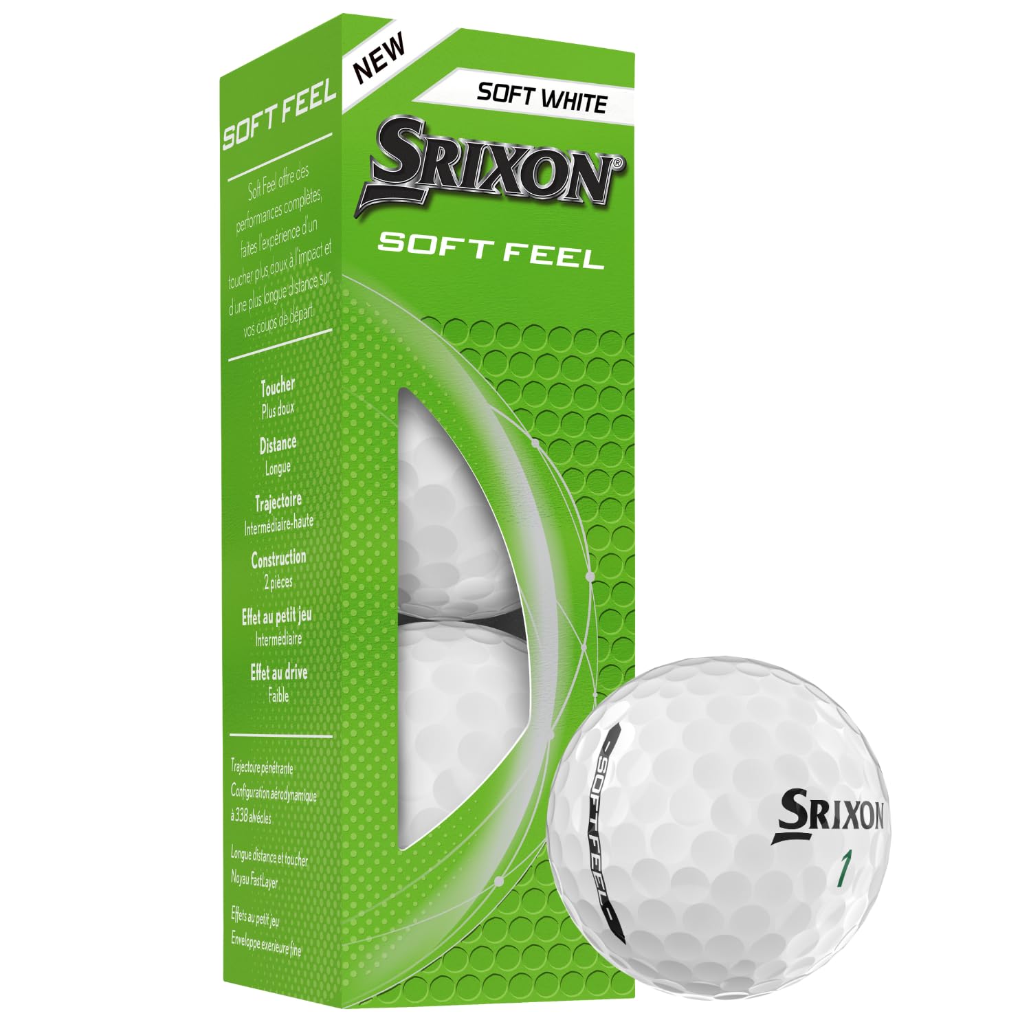 Srixon Soft Feel_14 Ultraweiche und langlebige Golfbälle| Stabile Flugbahn und kontrollierter Spin| Premium-Gefühl und Kontrolle um den Grün| Gelb/Weiß
