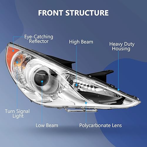 Miniatura 2 de ECCPP Conjunto de faros para Hyundai Sonata 2011-2014 Faros delanteros del lado del conductor y del pasajero