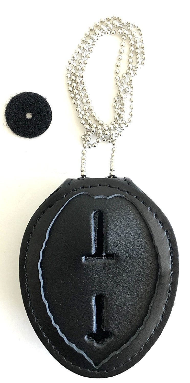 Badge Holder, Universal, Black, Leather