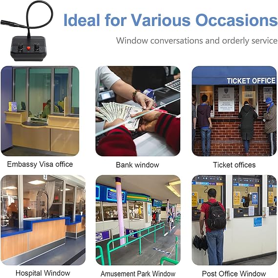 Window Intercom Speaker System, Dual-Way Intercommunication Microphone Teller Window Speaker Talk Through Glass Window Counter Intercoms for Business/Bank/Office/Hospital