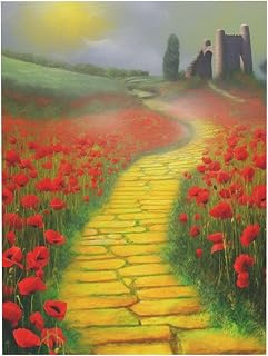 Art Print Poster Poppies Field Yellow Brick Road Canvas Prints Wall Art Newspaper Aesthetic Canvas Posters Prints Painting for Dorm Bedroom Wall Decor 12x16 inch Unframe Modern Artwork Painting