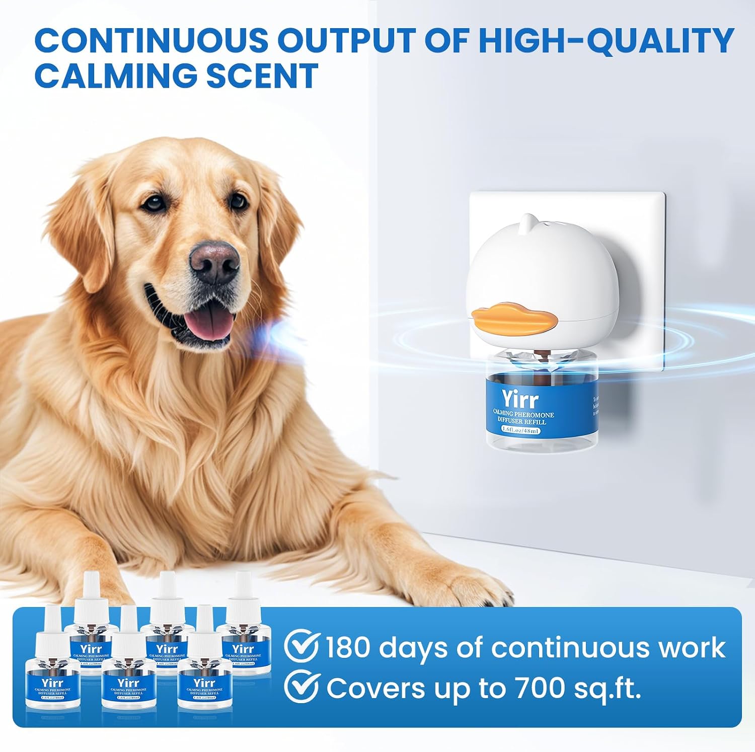 Dog Calming Diffuser Refills, Puppy Pheromones Calming Diffuser, Relaxing Pheromone for Dogs Relief Stress Anxiety Fighting Scratching Barking, Fit All Common Diffusers Plug in, 6 Pack(48ml)