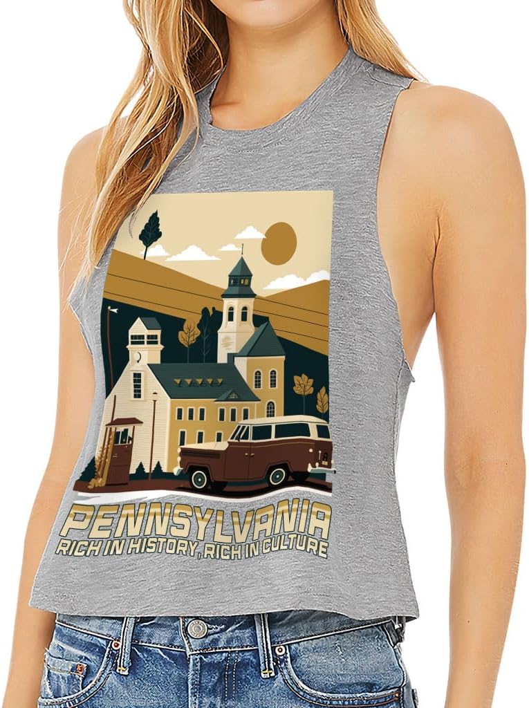 Pennsylvania Racerback Cropped Tank - Cute Design Women's Tank - Printed Tank Top