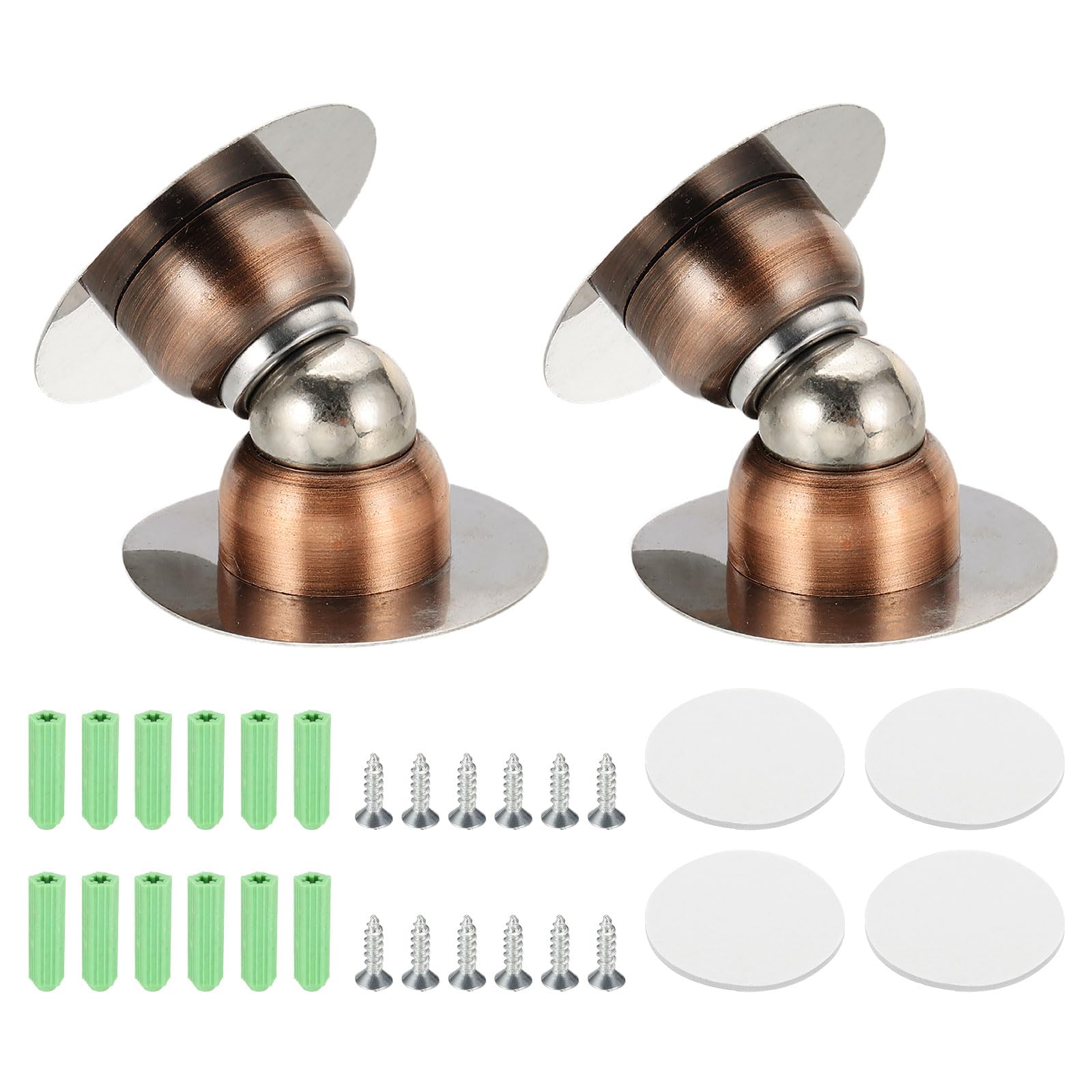 sourcing map 2PCS 1.9" Magnetic Door Stoppers, Wall Floor Mounted Magnetic Door Catch Holder, Stainless Steel Door Stops for Bedroom, Bathroom, Kitchen, Office, Red Copper