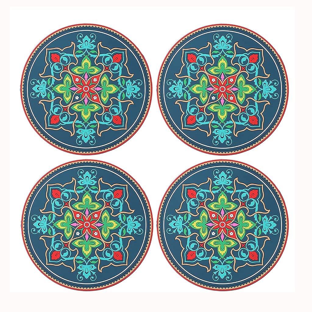 Décoration de Table, Sets de Table, Set de 4 Sets de Table Ronds en Silicone imperméables et résistants à la Chaleur, Style campagnard.