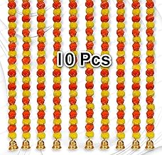 10 Pcs Handmade Artificial Marigold Flowers Garland for Decoration Door Toran Genda Phool for Diwali Wedding/Festivals with Bells (Yellow+Orange Marigold+Bells/ 10Pc), 152 Centimeters