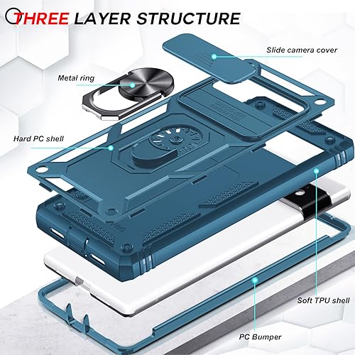 Miniatura 10 de LeYi Funda para Google Pixel 6 Pro Funda para Pixel 6 Pro con cubierta de cámara deslizante, funda de teléfono de grado militar de cuerpo completo