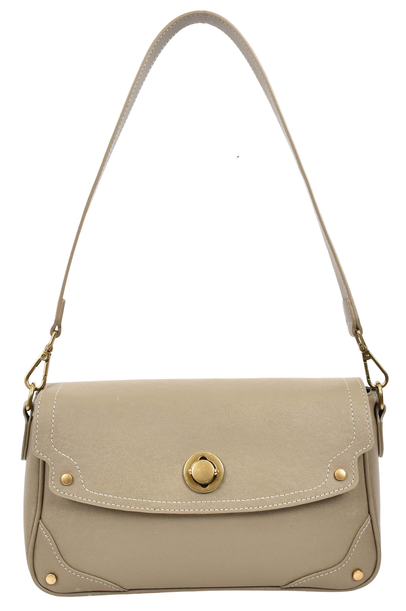 A1 FASHION GOODS Marley - Borsa a tracolla in pelle, da donna, con patta e tracolla regolabile, chiusura a torsione e tasche multiple