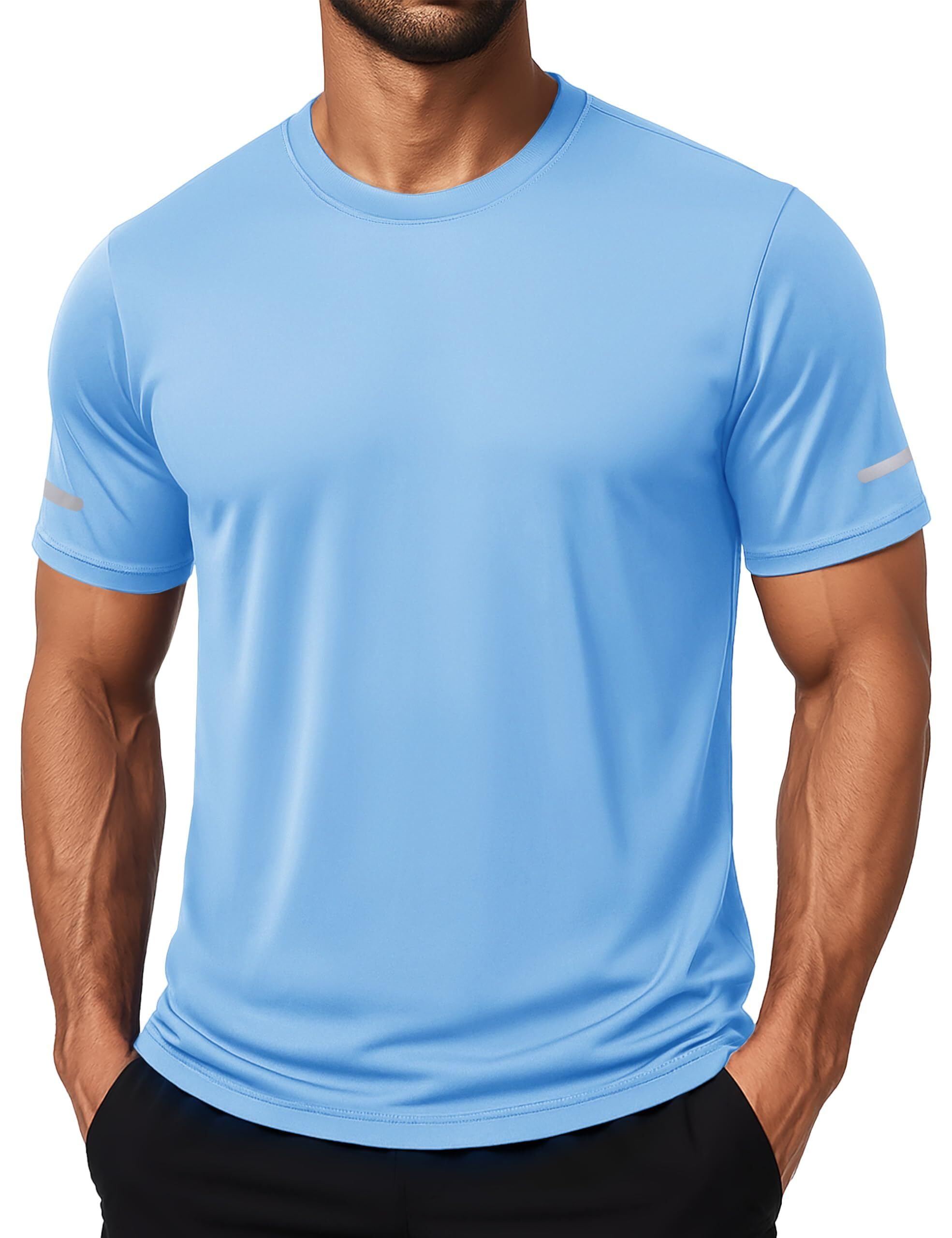 MAGCOMSEN Sport Tshirt Herren UV Tshirt Kurzarm Funktionsshirt UPF 50+ Atmungsaktiv Sommer Sportshirt mit Reflexstreifen