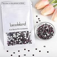 Vista 577 de Beadsland Diamantes de imitación de cristal con parte trasera plana, gemas redondas para arte de uñas y manualidades, pegamento fijo, violeta