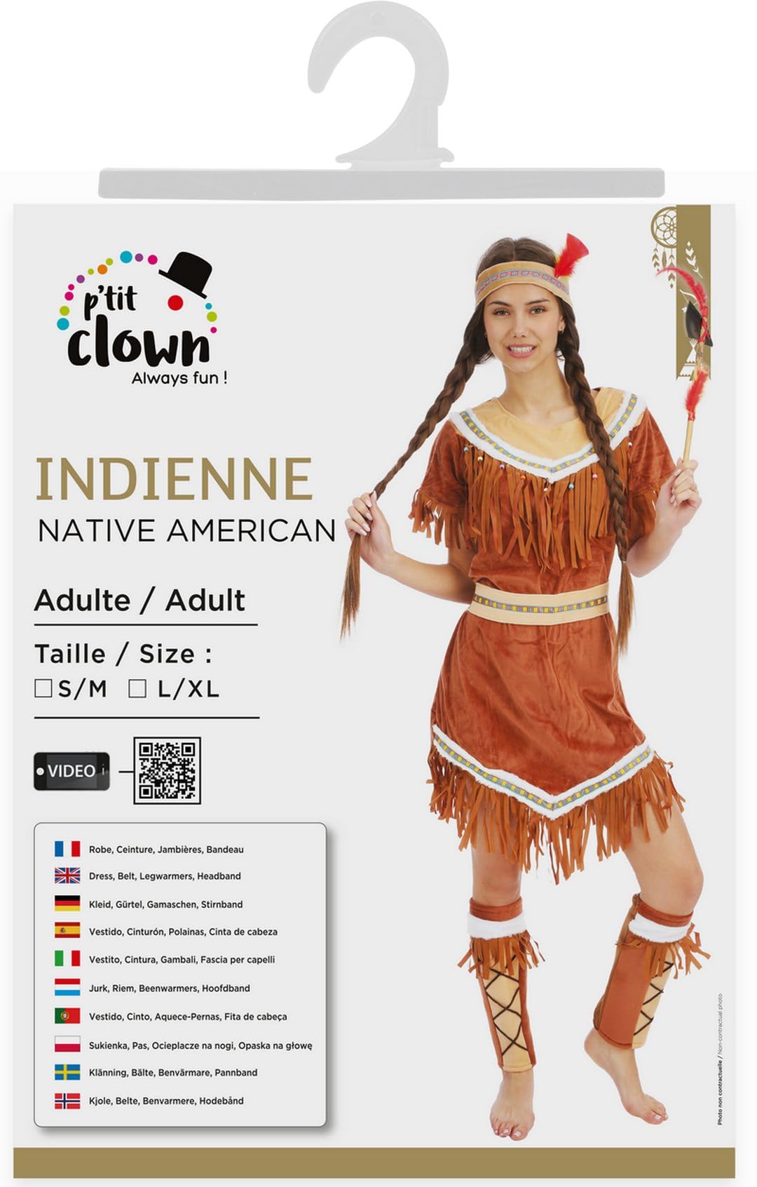 P'TIT CLOWN - Indianerin Kostüm Frau - Kostüm für Erwachsene - Perfekt für Karneval, Kostümpartys und Themenveranstaltungen - Vollständig und realistisch - Polyester