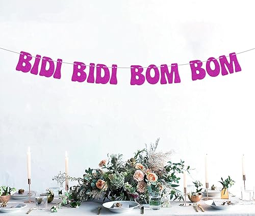 Miniatura 8 de Bidi Bidi Bom Bom Banner para despedida de soltera Baile latino mexicano Beat Latina Dance Music Beat Decoración Rosa Fuerte Glitter