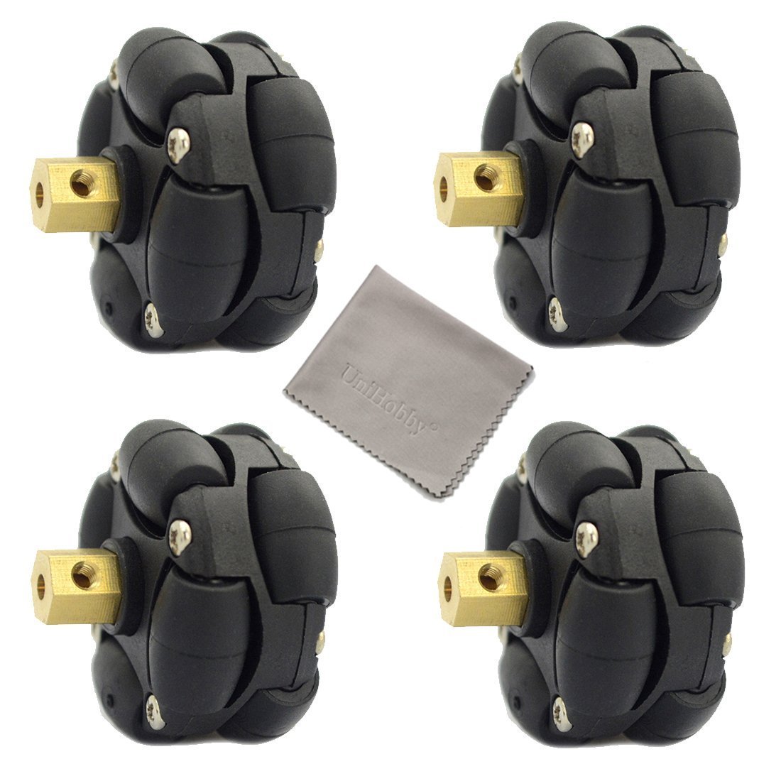 UniHobby 4 x Omni Wheel 38mm 1.5inch Double Plastic with 3mm mounting couplings for Microbit / Raspbery Pi4 /3B / Arduino Robot Platforms