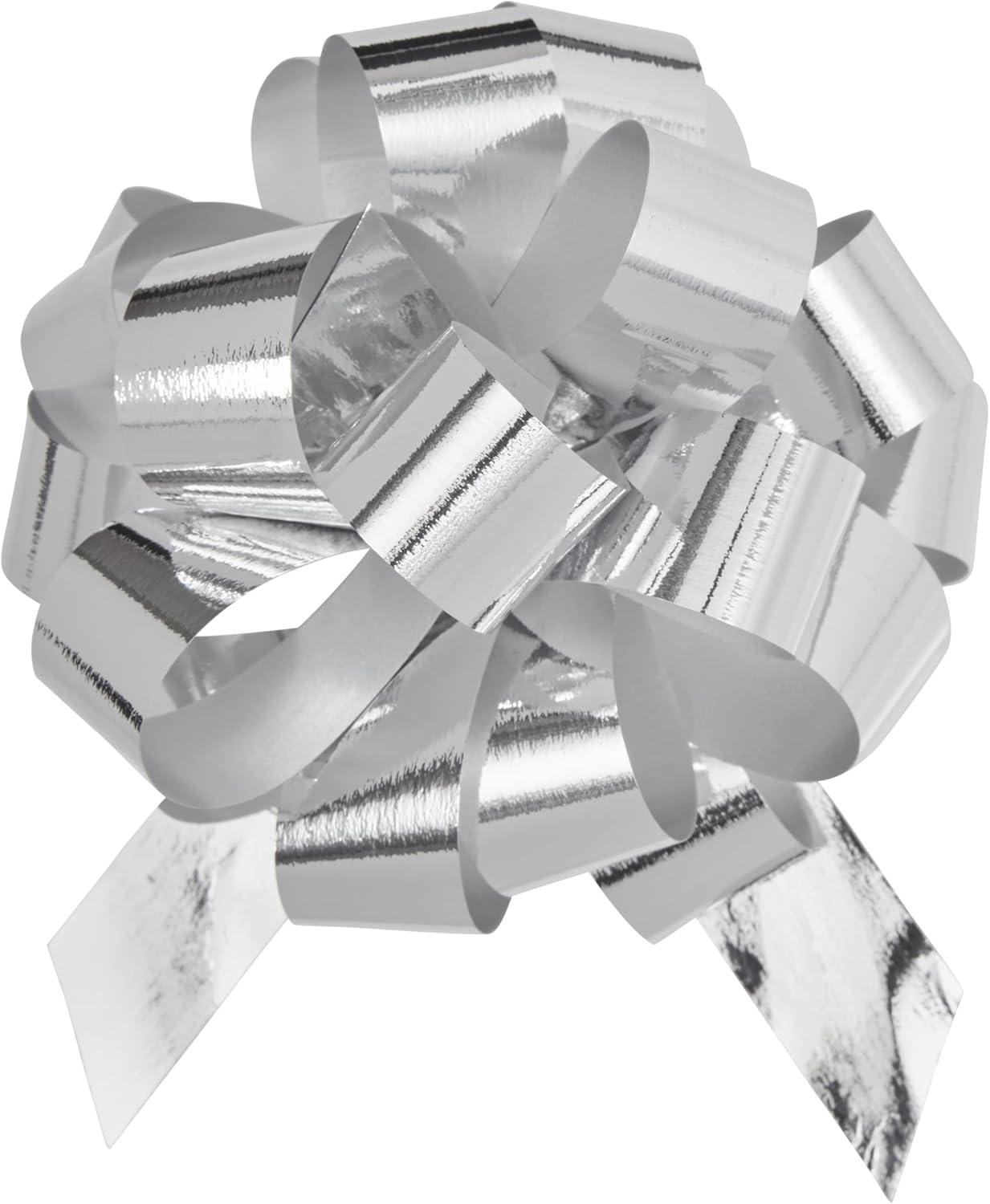 Berwick Offray the Perfect Bow Glitter 4" Diameter X 18 Loops, 3/4" Wide Ribbon-50 Pieces/Reel Pull, Silver