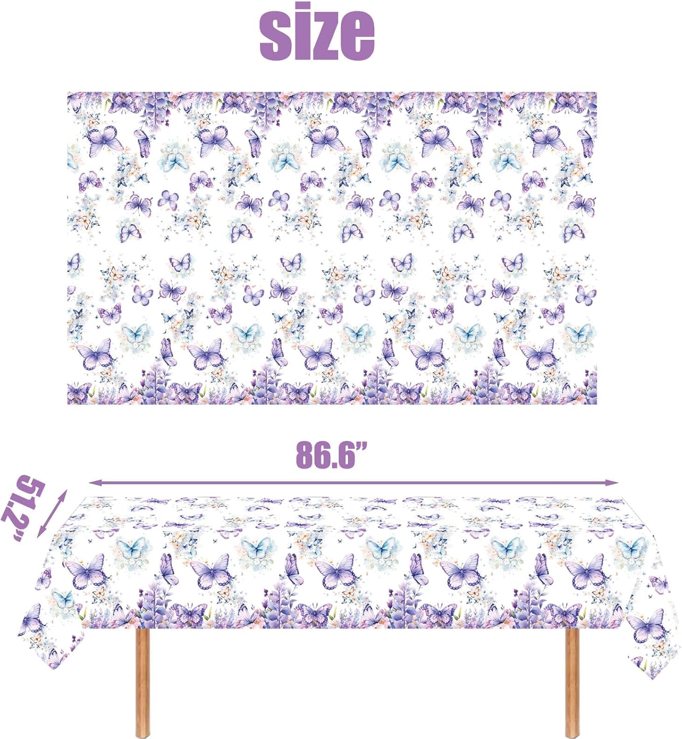149 Pcs Butterfly Baby Shower Party Supplies Purple A Little Butterfly Is On The Way Tableware Includes Hanging Swirl, Plates, Cups, Straws, Tablecloth for Girls Gender Reveal 1st Bday Decorations