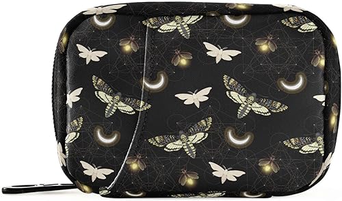 Bolsa organizadora de pastillas de viaje, organizador semanal de píldoras, polilla de la muerte, mariposa, portátil, pequeñas cajas de píldoras