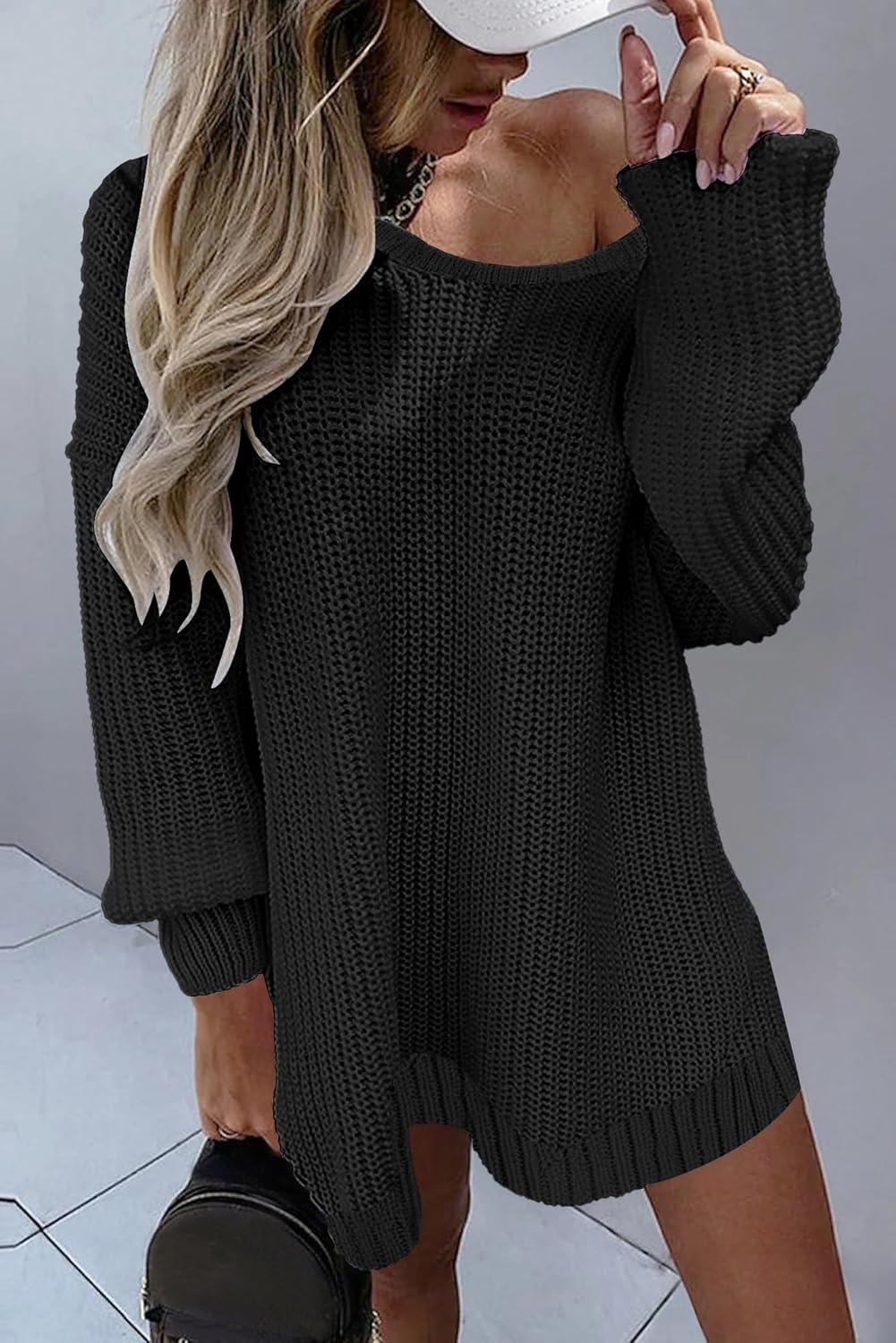 Oversized Sweaters for Women Trendy Chunky Batwing Long Sleeve Casual Crewneck Ribbed Pullover Tunic Sweater - Image 2