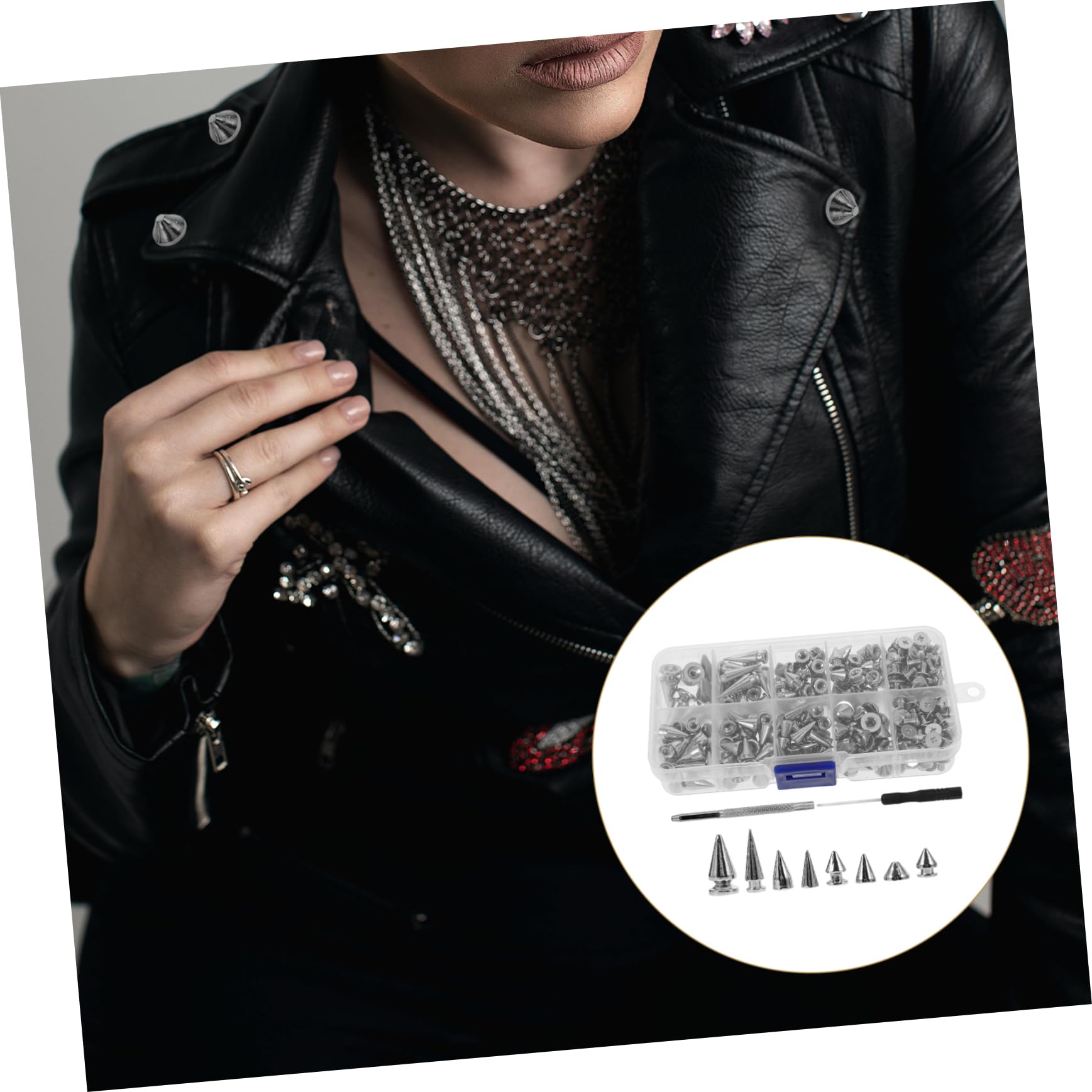 HOMSFOU 5 Sets Punk Nagel Set Gothic Zubehör Nieten Für Kleidung Mit Spikes Versehene Kleidungsnieten Dekorative Nieten Schuhdekorations Charms Punk Nieten Spikes Nieten Für