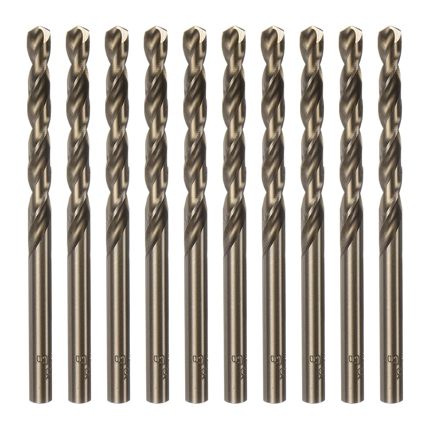 HARFINGTON 10pcs Cobalt Jobber Drill Bits 5.3mm / 0.209" M35 High Speed Steel HSS Twist Drilling Bit Tool for Stainless Steel Copper Wood Plastic and Other Hard Materials