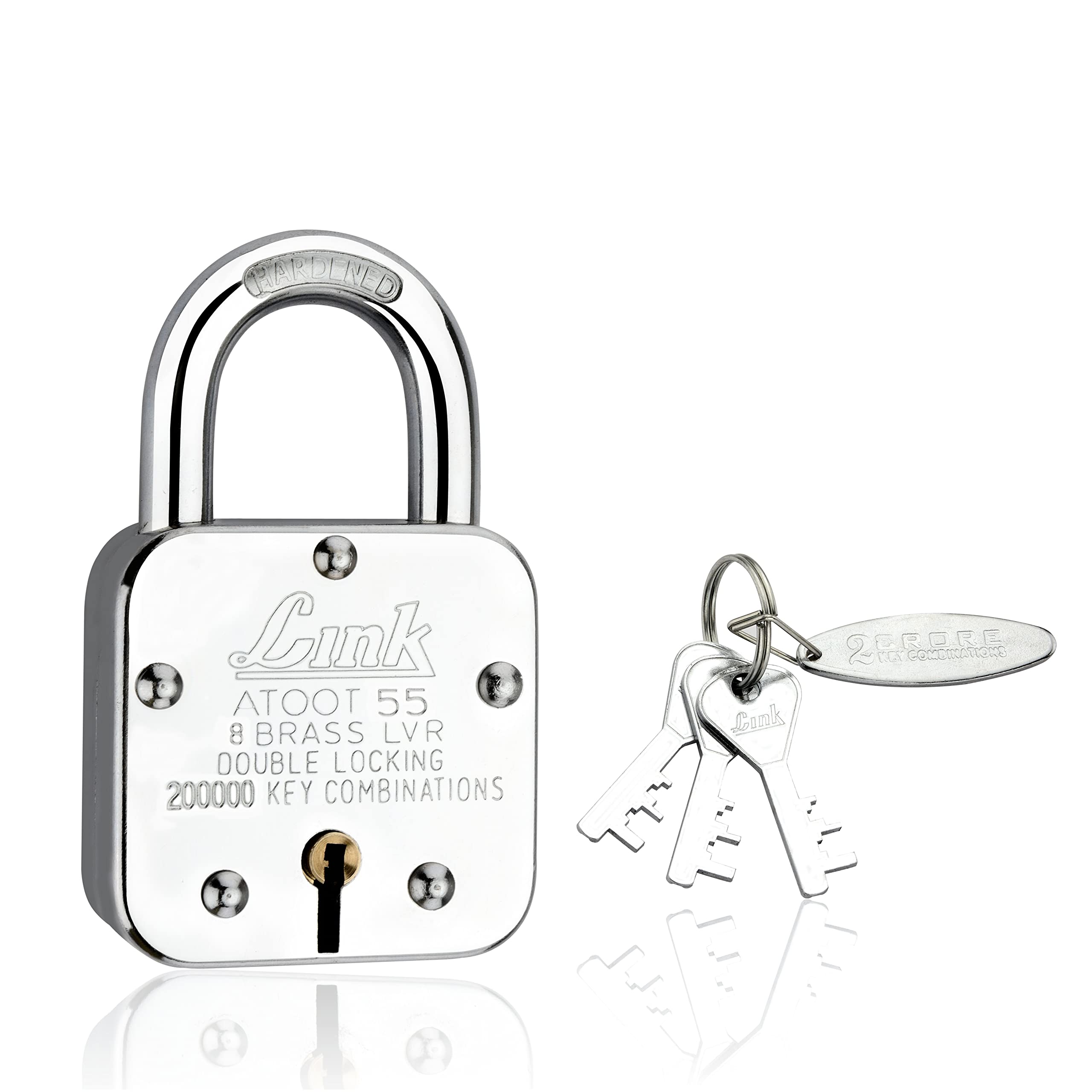 Link Atoot 55mm Padlocks 5Pcs Set | 2 Lakhs Key Combinatiosn | Steel Body | Hardened Shackle | 8 Brass Levers | Made in India | 3 Keys for Each Padlock — Amazon image 6