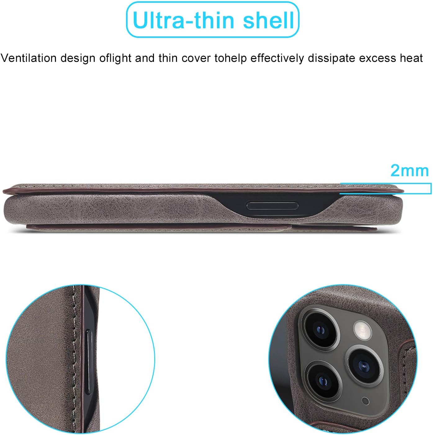 QLTYPRI iPhone 11 Pro Max Case Vintage Slim PU Leather Case with Credit Card Holder Kickstand Feature Classic Design Shockproof Pro Maxtective Durable Wallet Case for iPhone 11 Pro Max Dark Brown