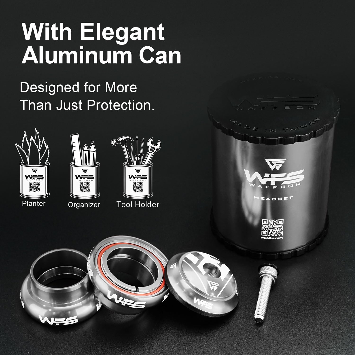 WFS NV.58 1-1/8 Inch Threadless Bike Headset Set for 1-1/8" Threadless Steerer Forks and 34mm Head Tube - CNC Aluminum Alloy, Precision Sealed Bearings for MTB Mountain/Road/City/BMX Bikes