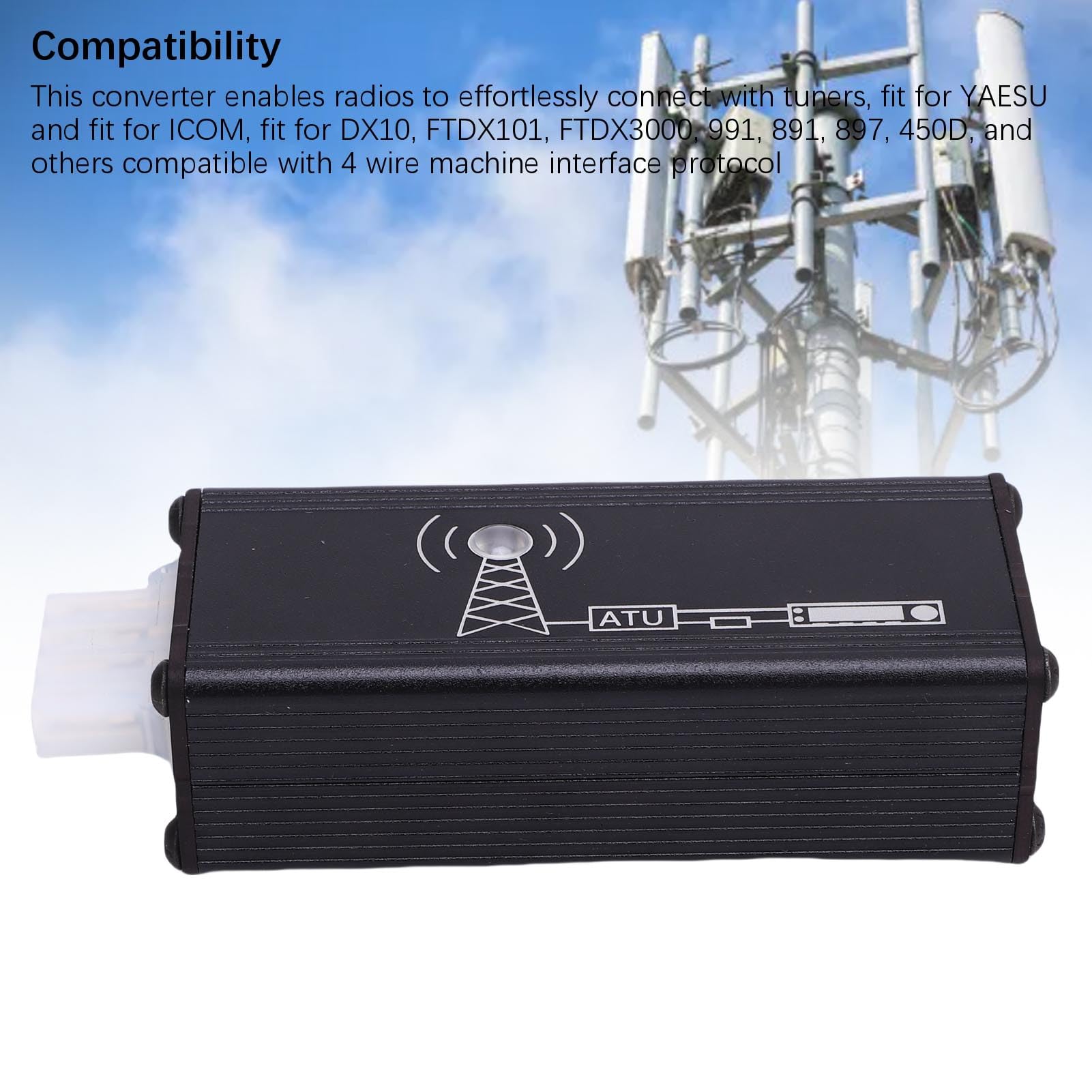 Zerodis Convertidor de Sintonizador de Antena, Adaptador de Sintonizador de Radio Compacto con Indicador LED para DX10 FTDX101 FTDX3000