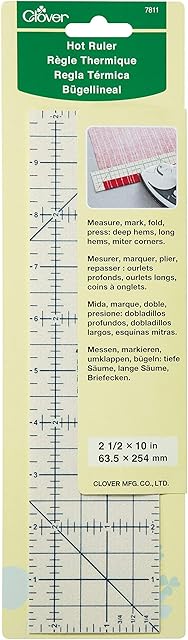 Clover 7811 Hot Ruler Press Perfect, Acrylic, Multicolour, 8.89x31.11x0.25 cm