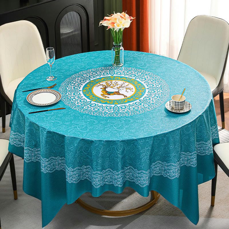 Nappe carrée en PVC motif cerf table ronde fleurie protection table 180x180