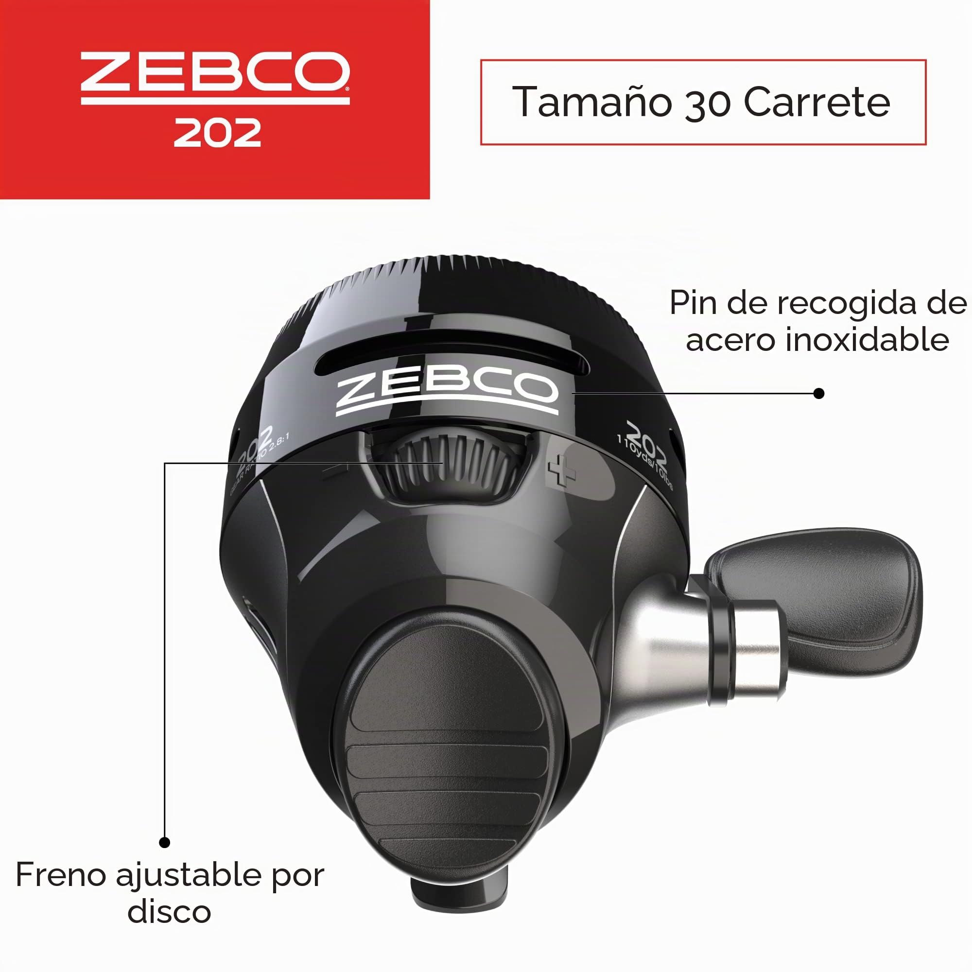 Zebco 202 Spincast Fishing Reel, Durable All-Metal Gears, Dial-Adjustable Drag and a Built-in Hook Keeper, Size 30