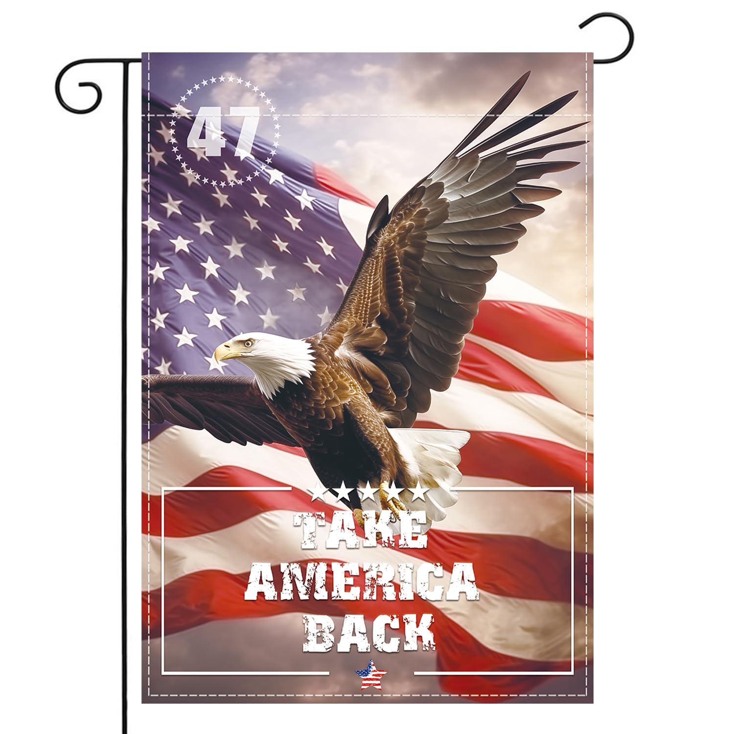 Patriotic Garden Flag 12x18 Inch Double Sided Eagle with American flag for 4th of July Memorial Day Independence Day Indoors Outdoors Decoration for Yard (A01)