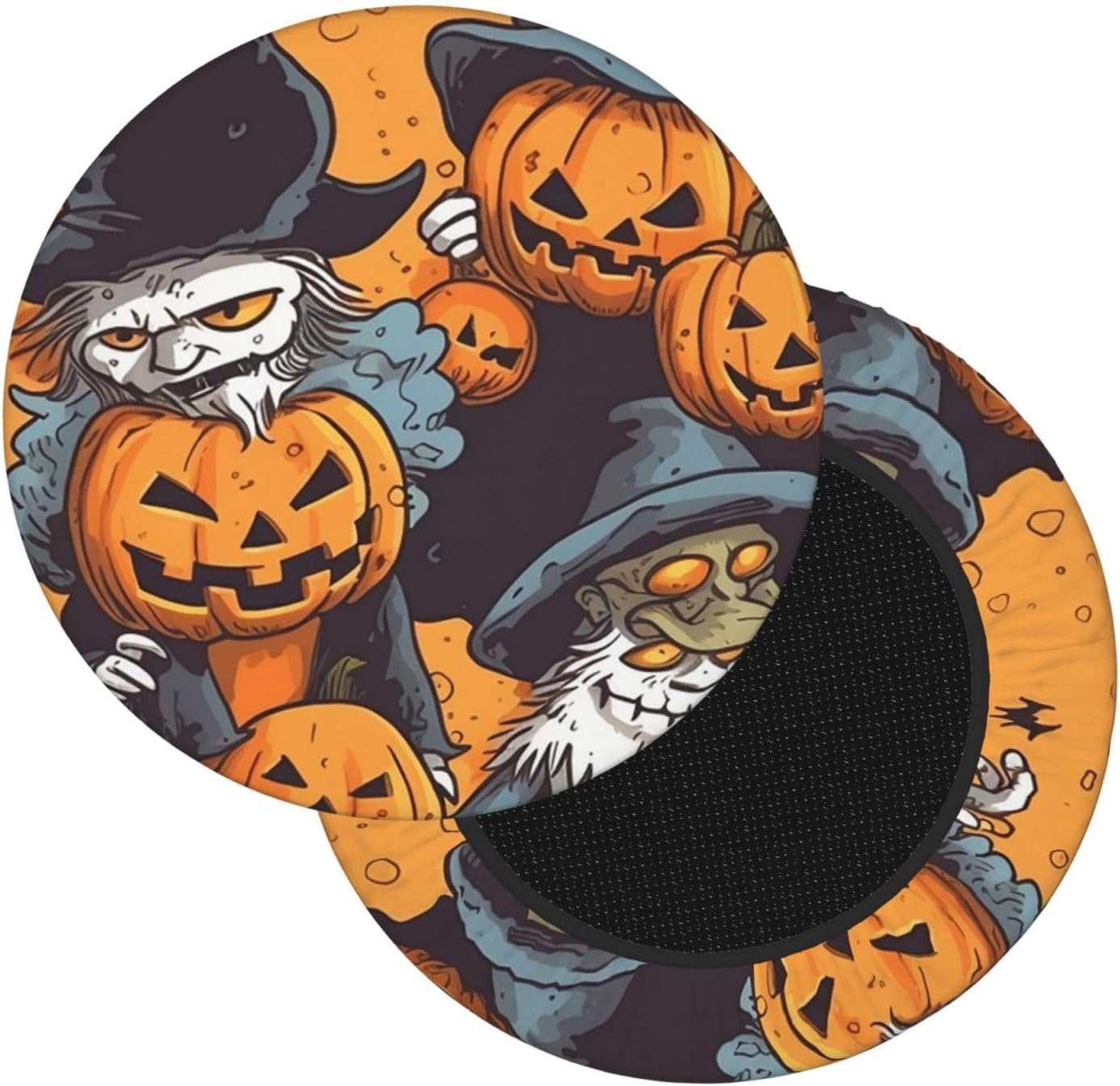 Bar Stool Cover Round Elastic Stool Cushion Covers Halloween Cartoon Bar Chair Cover Washable Stool Cushion Slipcover Stretch Stool Seat Covers for 12-14 Inch Chair