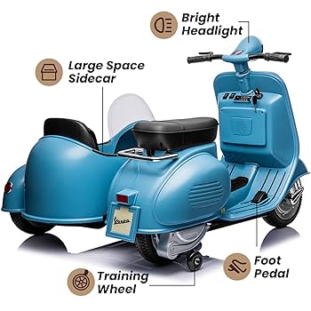 ベスパ 用サイド飾り　ビガーノ Amazon.co.jp: Vespa 電動ライドオンバイク サイドカー付き