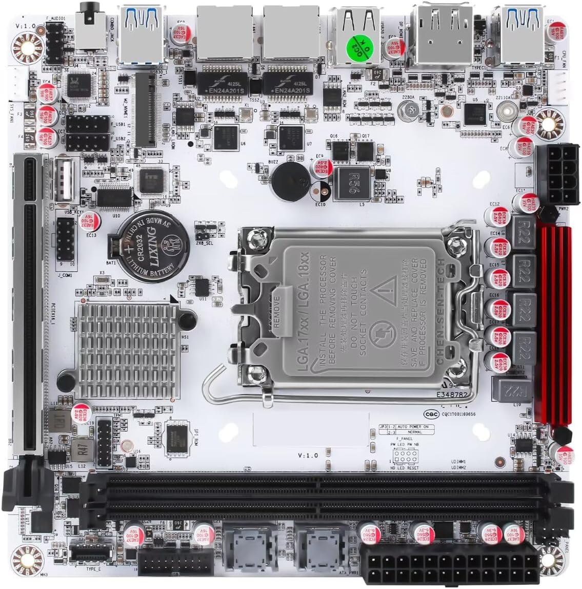 LGA 1700 Mini ITX Mainboard Q670, 8 Bay NAS Motherboard 3 x M.2 NVMe, 8 x SATA3.0 Board DDR5 with i226-LM 2.5GbE, PCIe5.0x16, USB C, Audio Port, Barebone NO RAM/SSD/OS