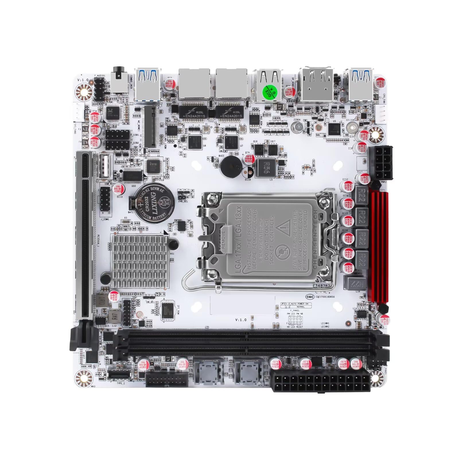 LGA 1700 Mini ITX Mainboard Q670, 8 Bay NAS Motherboard 3 x M.2 NVMe, 8 x SATA3.0 Board DDR5 with i226-LM 2.5GbE, PCIe5.0x16, USB C, Audio Port, Barebone NO RAM/SSD/OS