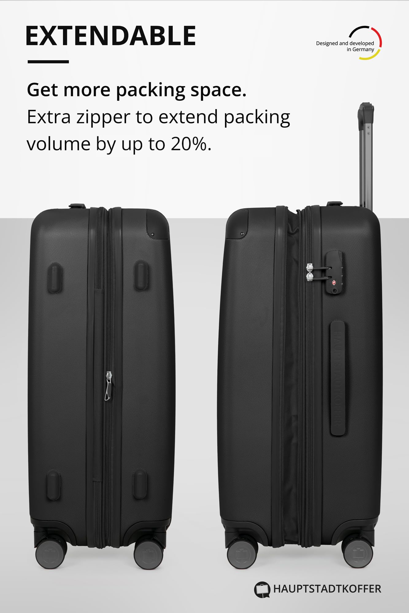 HAUPTSTADTKOFFER - Spree - Maleta rígida, Trolley expandible, Equipaje de Viaje, 4 Ruedas Dobles, TSA, 65 cm, 74 litros, Champán — view 50