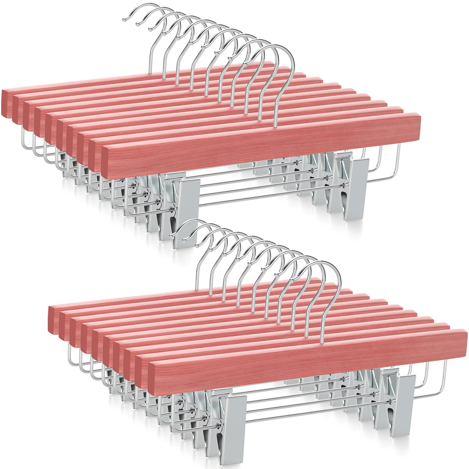 TOPIA HANGER Red Cedar Wooden Pants Hangers 20 Pack