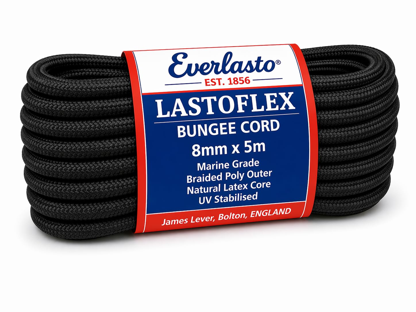 Everlasto 'Lastoflex' Elastic Bungee Cord Shock Cord Rope Black 8mm x 5M