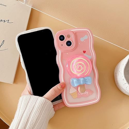 Miniatura 3 de Funda compatible con iPhone 11 de 6.1 pulgadas, bonita funda de TPU suave y transparente con forma de marco ondulado y anillo de caramelo,