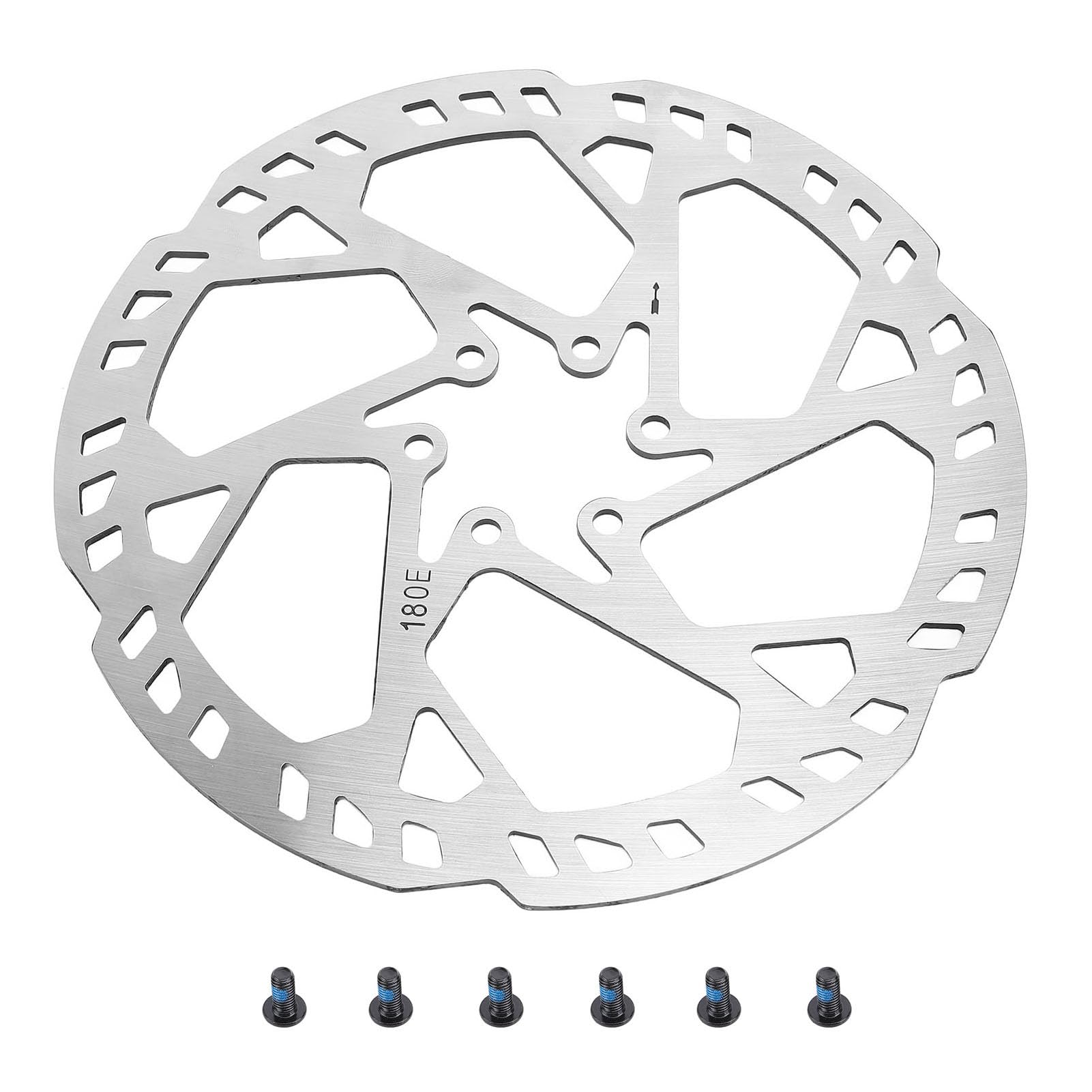 180mm Stainless Steel Cycle Disc Brake Rotor, Scooter Disc Brake, 2.3mm Thick, 6 Bolt Mounting, Compatible with Electric Bikes, Folding Bikes, and Mobility Scooters