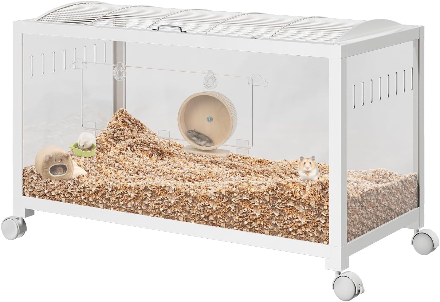 Zstar Hamsterkäfig mit Rädern, großer Rattenkäfig aus Metall, Nagetierkäfig, stapelbar mit Zugang von oben, belüfteter Haustier-Mäusekäfig mit Vordertür, Hamsterhaus für Nagetiere, Meerschweinchen, 96 x 47 x 50 cm