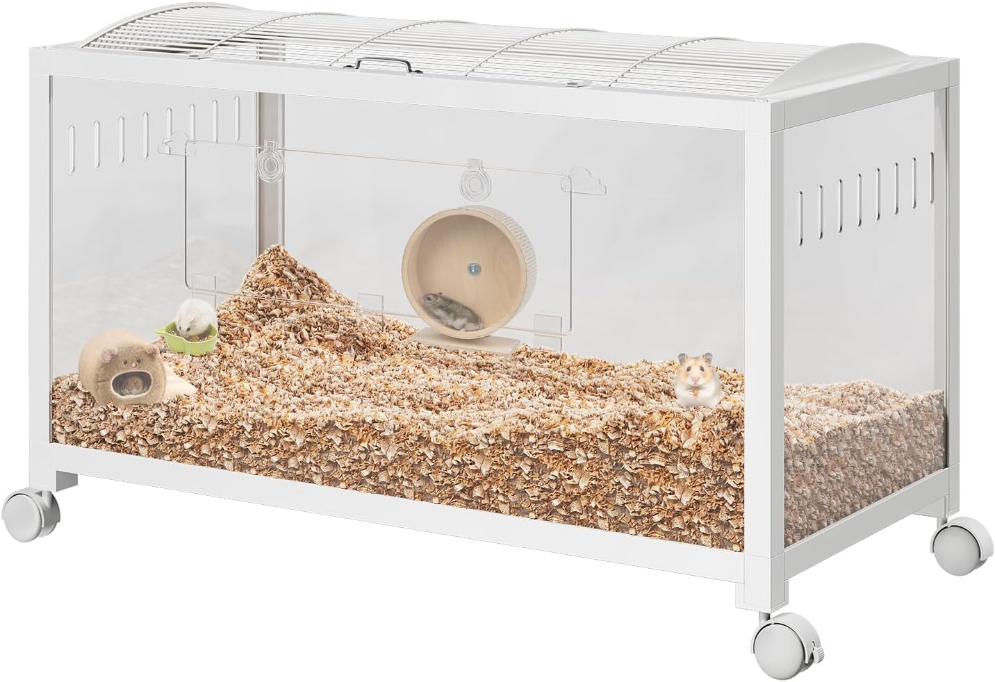 Zstar Hamsterkäfig mit Rädern, Großer Rattenkäfig Nagerkäfig aus Metall,Stapelbar mit Zugang von oben, Belüfteter Haustier-Mäusekäfig mit Vordertür Hamsterhaus für Nager,Meerschweinchen,96 x 47 x 50cm