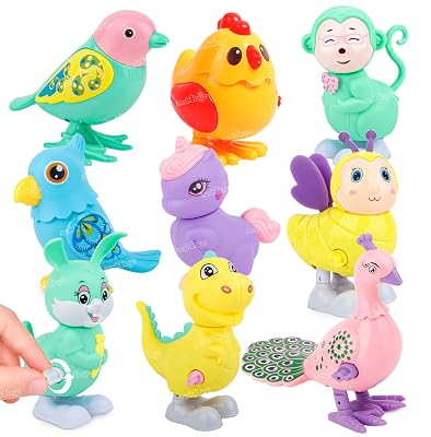 Zest 4 Toyz 3 Pcs Jumping Bird, Rabbit & Animal Wind Up Toys for Babies Key Operated Crawling Walking Toy Set for Kids -