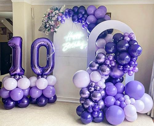 Miniatura 6 de Globos morados gigantes de 40 pulgadas, globos de helio de papel de aluminio de 40 pulgadas para fiestas de cumpleaños de 40 pulgadas, decoraciones