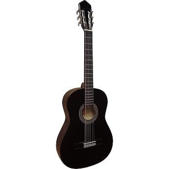 MSA Musical Instruments 4/4 Guitar - Concert Guitar Black - Classic - High Gloss Polished - Scale 64 cm - Top: Basswood