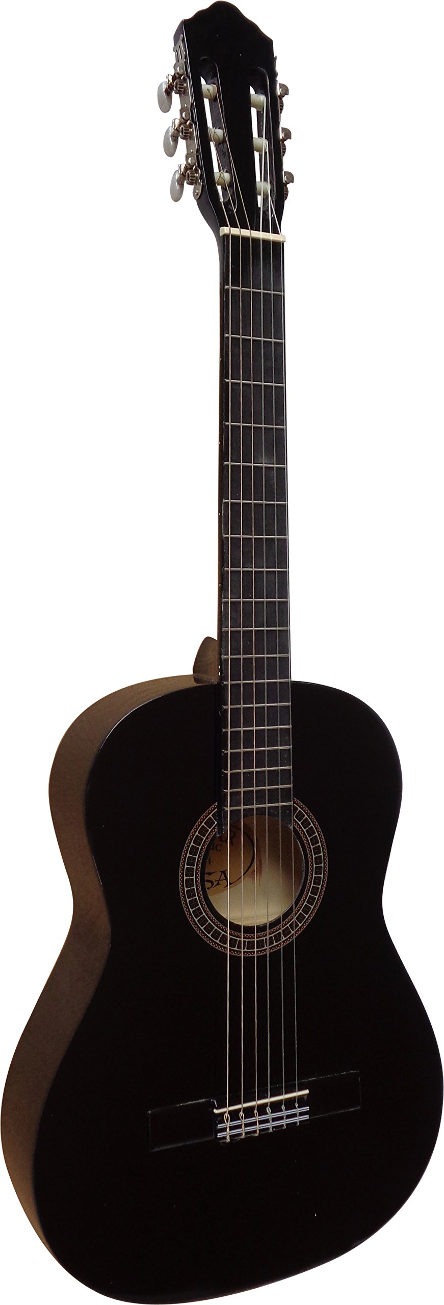 4/4 guitare classique noir avec accessoire, set sac, cordes, plectre, accordeur